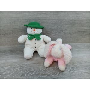 Eden Plush Lot Of 2 Snowman And Bunny Stuffed Animal